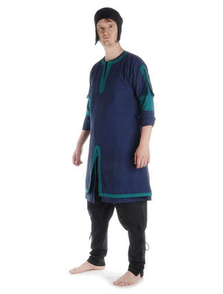 Wikinger Tunika Thor   in Blau-Grün Seitenansicht