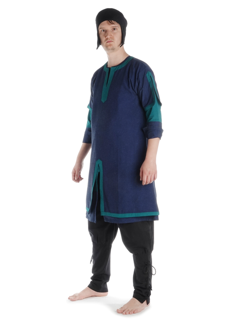 Wikinger Tunika Thor   in Blau-Grün Seitenansicht