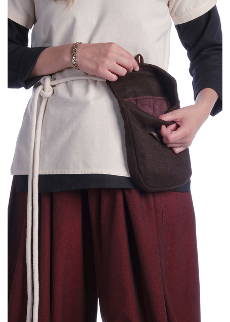 Mittelalter Tasche Widia in Braun Frontansicht 7