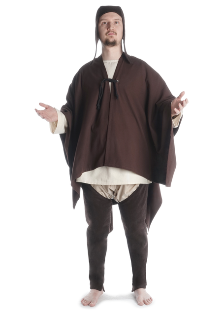 Mittelalter Umhang Bragi in Braun Frontansicht 2