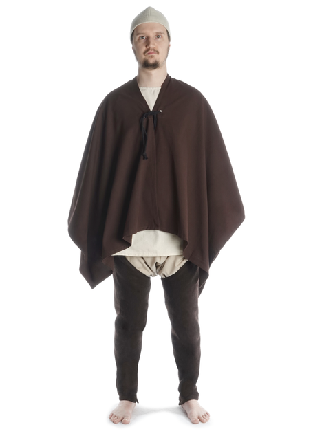 Mittelalter Umhang Bragi in Braun Frontansicht 4