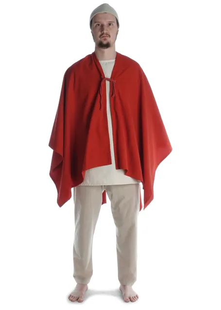 Mittelalter Umhang Bragi in Feuerrot Frontansicht 5