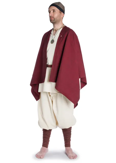 Mittelalter Umhang Bragi in Rot Seitenansicht