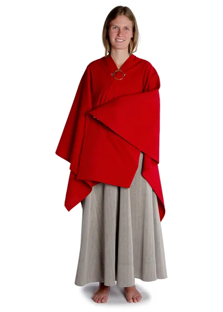 Mittelalter Umhang Fulla in Feuerrot Frontansicht 4