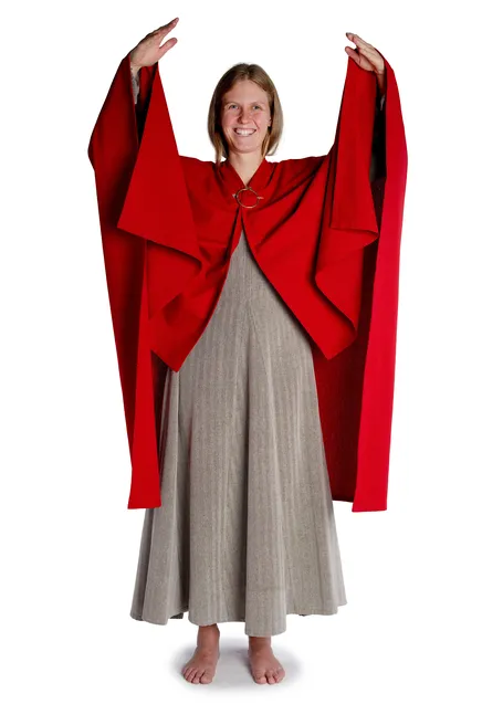 Mittelalter Umhang Fulla in Feuerrot Frontansicht 5