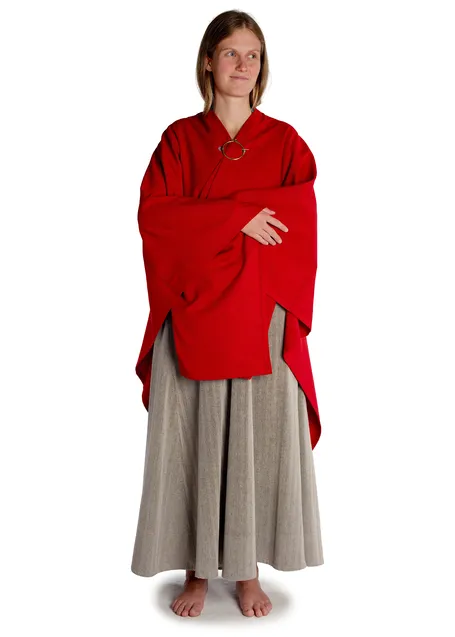Mittelalter Umhang Fulla in Feuerrot Frontansicht 6
