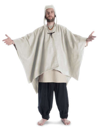 Mittelalter Umhang Bragi in Beige Frontansicht