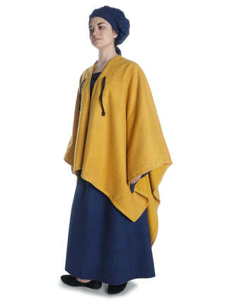 Mittelalter Umhang Fulla in Gelb Seitenansicht 2