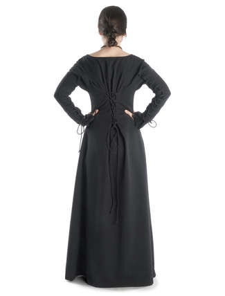 Mittelalter Kleid Hildegunde in Schwarz Rückansicht