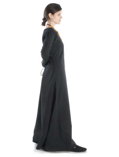 Mittelalter Kleid Hildegunde in Schwarz Seitenansicht