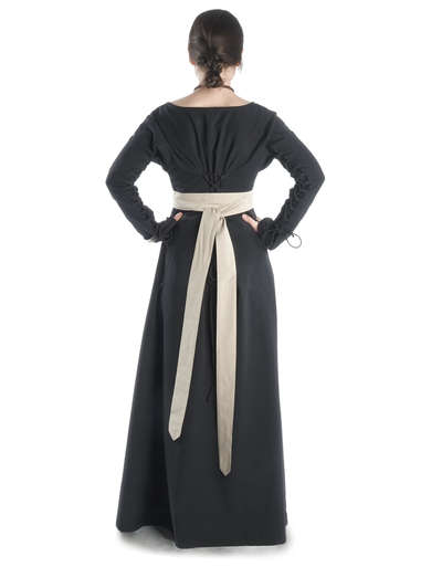 Mittelalter Kleid Hildegunde in Schwarz Seitenansicht 2