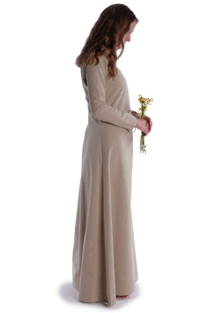 Mittelalter Kleid Hildegunde in Hanffarben Seitenansicht 2
