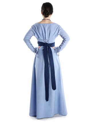 Mittelalter Kleid Hildegunde in Hellblau Rückansicht 2