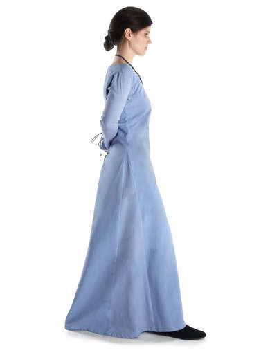 Mittelalter Kleid Hildegunde in Hellblau Seitenansicht