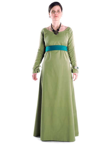 Mittelalter Kleid Hildegunde in HellgrÃ¼n Frontansicht 2