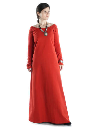 Mittelalter Kleid Hildegunde in Rot Frontansicht