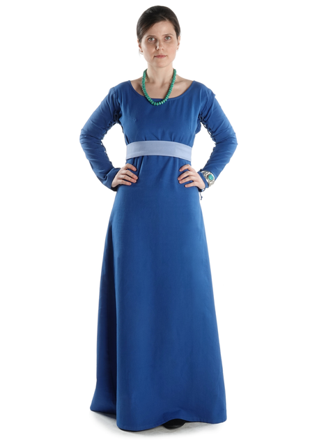 Mittelalter Kleid Hildegunde in Königsblau Frontansicht 3
