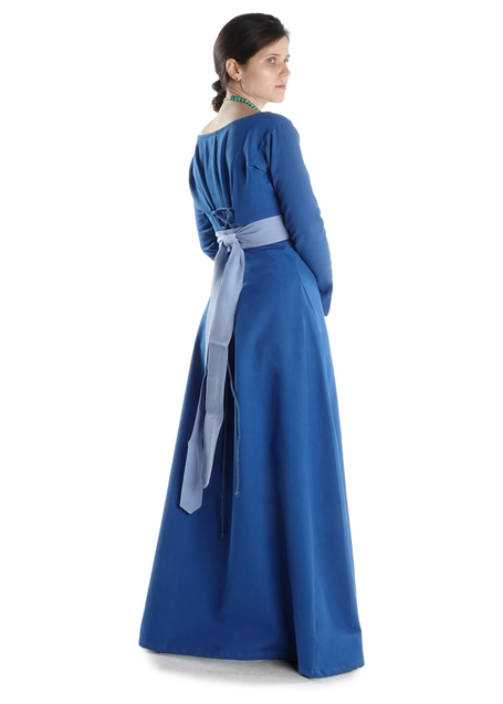 Mittelalter Kleid Hildegunde in Königsblau Seitenansicht 2