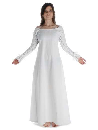 Mittelalter Kleid Hildegunde in WeiÃŸ Frontansicht
