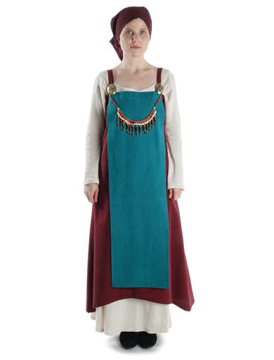 Mittelalter Kleid Schoete in Hanffarben Frontansicht 5