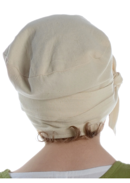 Mittelalter Haube Mechthildis in Beige Rückansicht