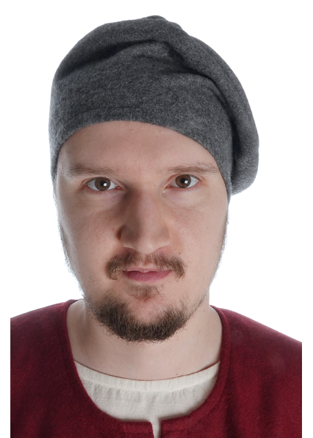 Mittelalter Kappe Schrutan in Grau Frontansicht 4