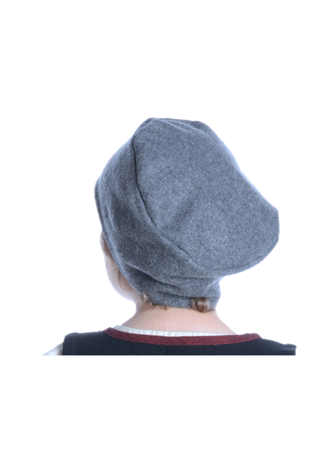 Mittelalter Kappe Matthias in Grau Rückansicht