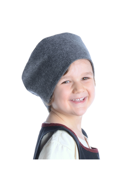 Mittelalter Kappe Matthias in Grau Seitenansicht