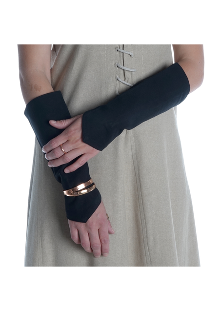Mittelalter Armstulpen Flaneas in Schwarz Frontansicht