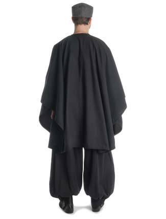 Mittelalter Umhang Amire in Schwarz Rückansicht
