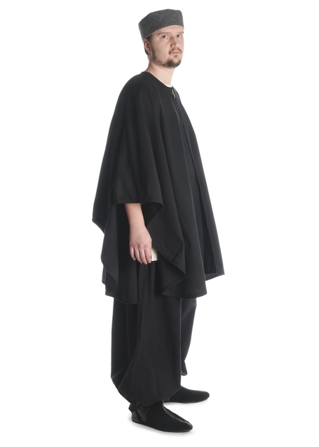 Mittelalter Umhang Amire in Schwarz Seitenansicht