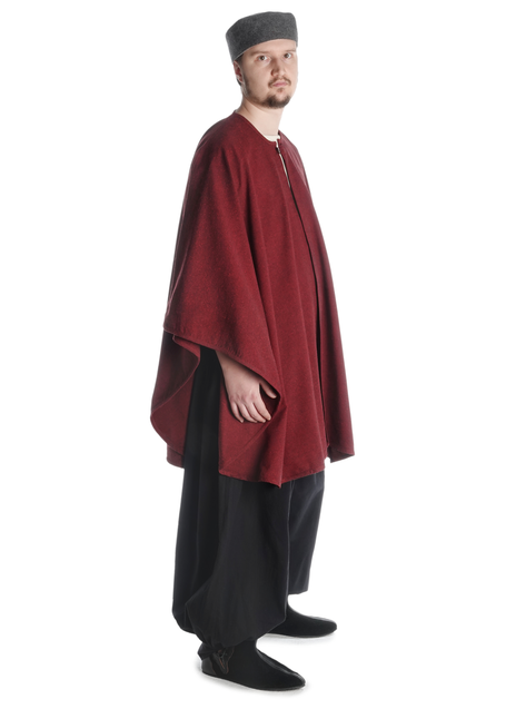 Mittelalter Umhang Amire in Rot Seitenansicht