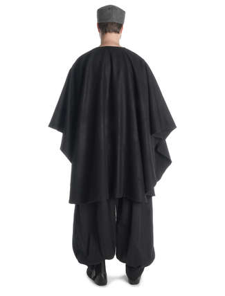 Mittelalter Umhang Amire in Schwarz Rückansicht