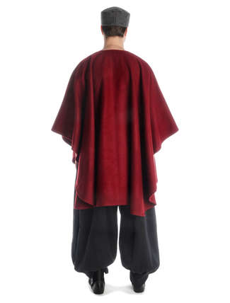 Mittelalter Umhang Amire in Rot Rückansicht