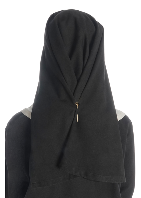 Mittelalter Velan Hildegard in Beige-Schwarz Rückansicht