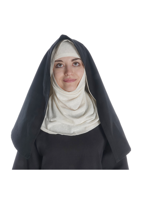 Mittelalter Velan Hildegard in Beige-Schwarz Frontansicht