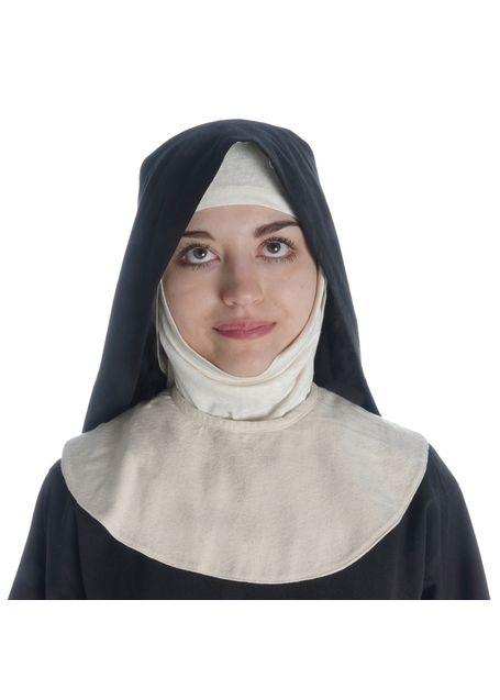 Mittelalter Velan Hildegard in Beige-Schwarz Frontansicht 3