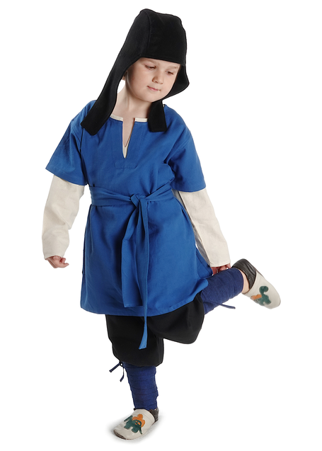 Mittelalter Kinderwadenwickel Boer in Blau Frontansicht 5
