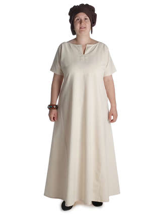 Mittelalter Kleid Hrist in Beige Frontansicht