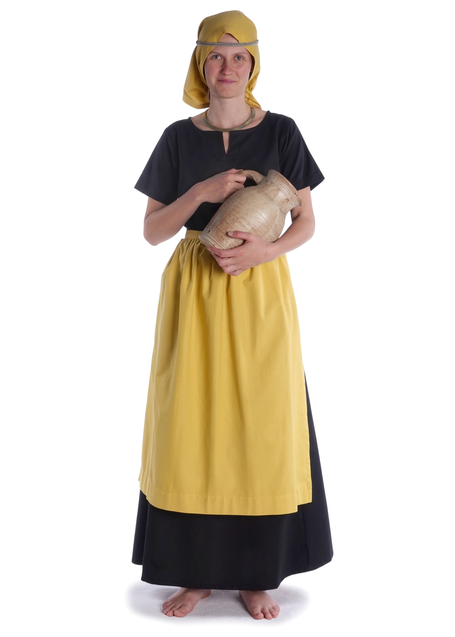 Mittelalter Kleid Hrist in Schwarz Frontansicht 2