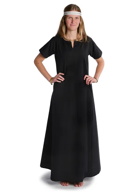 Mittelalter Kleid Hrist in Schwarz Frontansicht 9