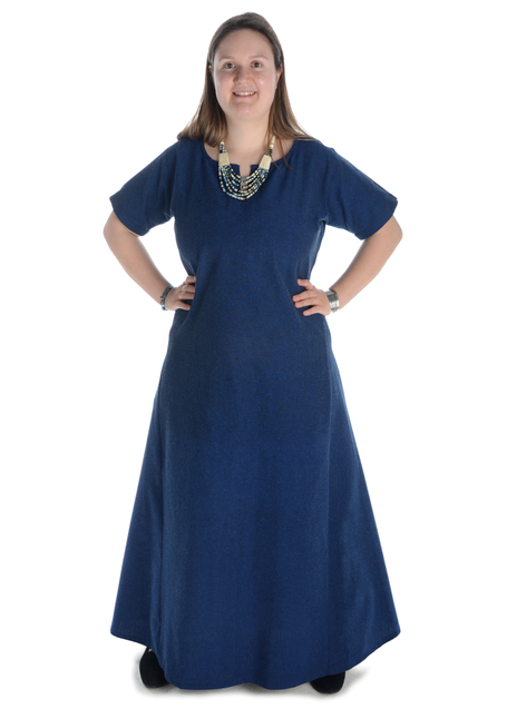 Mittelalter Kleid Hrist in Blau Frontansicht