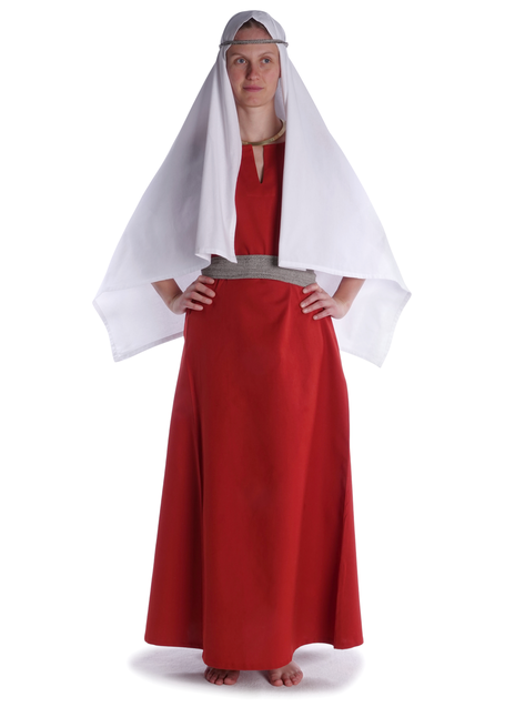 Mittelalter Kleid Hrist in Feuerrot Frontansicht 5