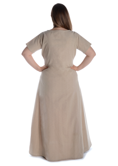 Mittelalter Kleid Hrist in Hanffarben Rückansicht