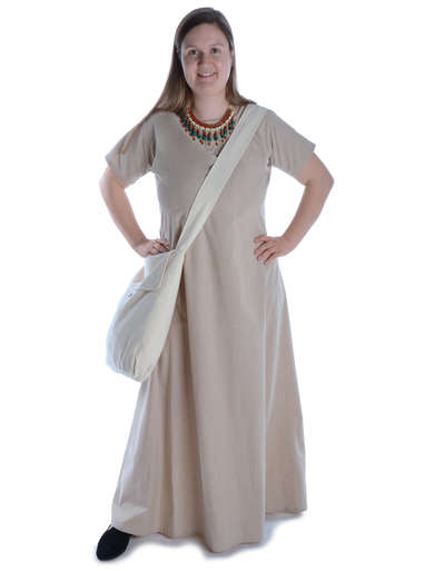 Mittelalter Kleid Hrist in Hanffarben Frontansicht 3
