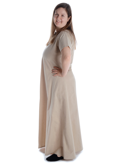 Mittelalter Kleid Hrist in Hanffarben Seitenansicht