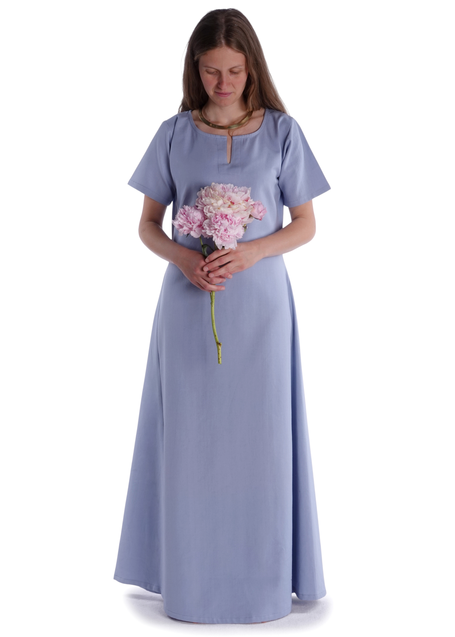 Mittelalter Kleid Hrist in Hellblau Frontansicht