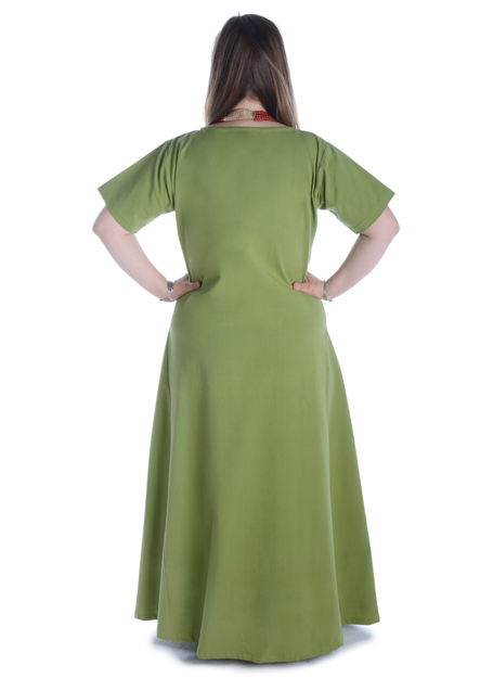 Mittelalter Kleid Hrist in Hellgrün Rückansicht