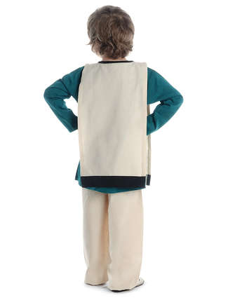 Mittelalter Kinderwaffenrock Liddamus in Beige-Schwarz Rückansicht