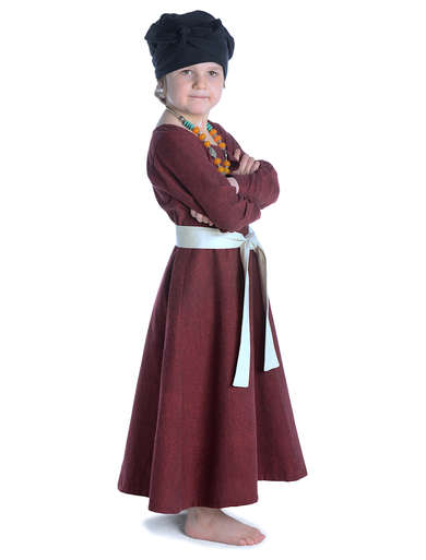 Mittelalter Kinderkleid Geirdriful in Rot Seitenansicht 2